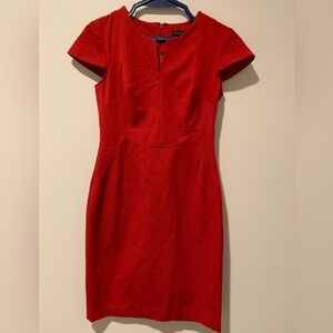 Banana Republic Red Cap-Sleeve Sheath Midi Dress